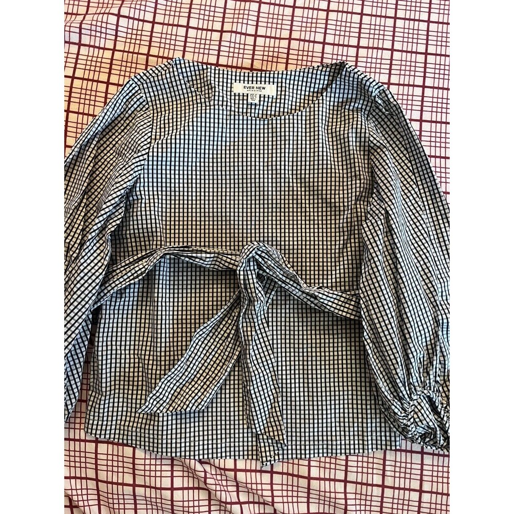 EVER NEW Melbourne WOMEN'S 8 - BLACK & WHITE GINGHAM BUTTON TOP TIE